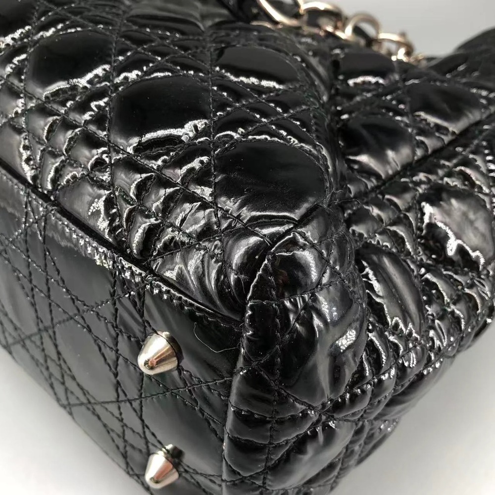 Dior 2012 Black Cannage Quilted Patent Leather Soft Medium Shopping Tote Bag - Picture 9 of 12